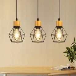 ZMH Suspension 3 Flamme Vintage Noir Métal E27 Sans Ampoule