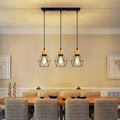 ZMH Suspension 3 Flamme Vintage Noir Métal E27 Sans Ampoule