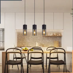 ZMH Suspension 3 Flammes Noir E27 Douille Lustre Pour Cuisine Hall D'entrée