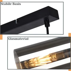 ZMH Suspension 3 Flammes Noir E27 Douille Lustre Pour Cuisine Hall D'entrée