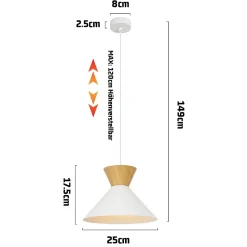 ZMH Suspension Blanc Salle à Manger E27 2X Lampe à Suspendre 25cm Couloir Rétro