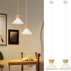 ZMH Suspension Blanc Salle à Manger E27 2X Lampe à Suspendre 25cm Couloir Rétro