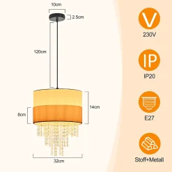 ZMH Suspension E27 Blanc Vintage Cristal Sans Ampoule