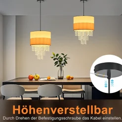 ZMH Suspension E27 Blanc Vintage Cristal Sans Ampoule