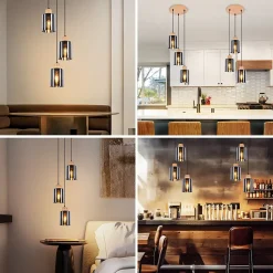 ZMH Suspension En Bois Pour Table à Manger Lampe De Table à Manger Suspendue E27