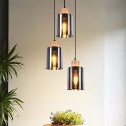 ZMH Suspension En Bois Pour Table à Manger Lampe De Table à Manger Suspendue E27