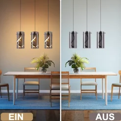 ZMH Suspension LED 3 Flammes 33w Gris Hauteur Réglable Pour Salon