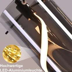 ZMH Suspension LED 3 Flammes 33w Gris Hauteur Réglable Pour Salon