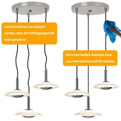 ZMH Suspension LED Salle à Manger Chrome Verre Métal Suspension Lampe 3000k Pour Chambre Cuisine