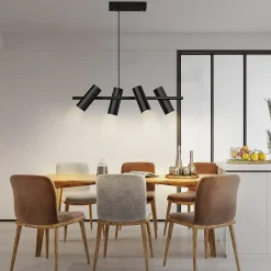 ZMH Suspension Manger Noir 4 Spots Gu10 Moderne Industrielle