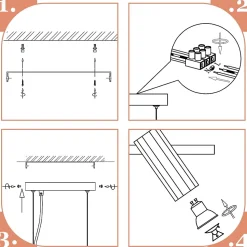 ZMH Suspension Manger Noir 4 Spots Gu10 Moderne Industrielle