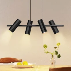 ZMH Suspension Manger Noir 4 Spots Gu10 Moderne Industrielle