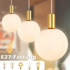 ZMH Suspension Moderne Suspendu 3 Flammes E27 25W Or-blanc Pour Salle à Manger Et Chambre D'hôtel