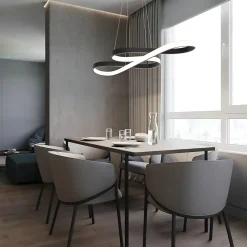 ZMH Suspension Noir 47w Design Moderne Avec Télécommande Dimmable