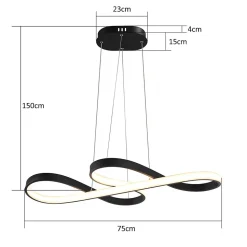 ZMH Suspension Noir 47w Design Moderne Avec Télécommande Dimmable