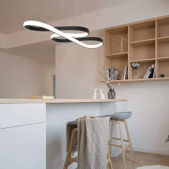 ZMH Suspension Noir 47w Design Moderne Avec Télécommande Dimmable