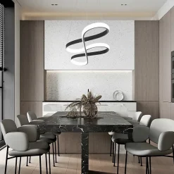 ZMH Suspension Noir 47w Design Moderne Avec Télécommande Dimmable