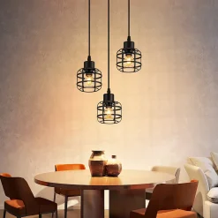 ZMH Suspension Salle à Manger 3 Flammes Noir Vintage E14 Pour Cuisine Café Sans Ampoule