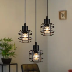 ZMH Suspension Salle à Manger 3 Flammes Noir Vintage E14 Pour Cuisine Café Sans Ampoule