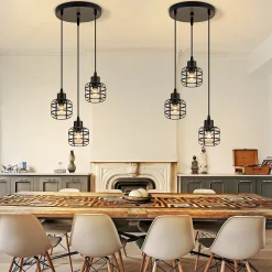 ZMH Suspension Salle à Manger 3 Flammes Noir Vintage E14 Pour Cuisine Café Sans Ampoule