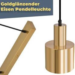 ZMH Suspension Salle à Manger 3 Flammes Or E27 Lampe Suspendue Métal Chambre Couloir