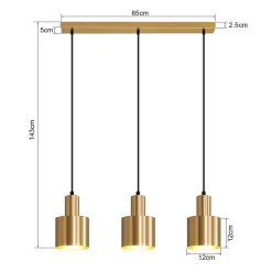 ZMH Suspension Salle à Manger 3 Flammes Or E27 Lampe Suspendue Métal Chambre Couloir