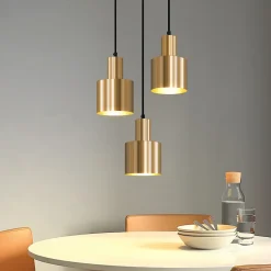 ZMH Suspension Salle à Manger 3 Flammes Or E27 Lampe Suspendue Métal Chambre Couloir