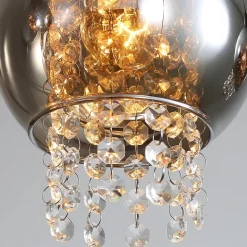 ZMH Suspension Salle à Manger 4 Flammes E27 Cristal Ruachgrau Suspension Chambre à Coucher