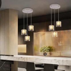 ZMH Suspension Salle à Manger 3/4/5 luminaire Suspension Vintage Suspension Moderne G9 Cuisine Hôtel