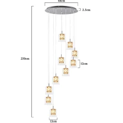 ZMH Suspension Salle à Manger 10 luminaire lampe suspendue Moderne Verre Suspension G9 Cristal Cage D'escalier