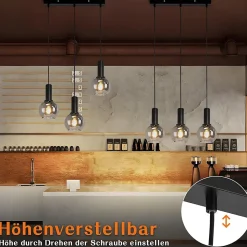 ZMH Suspension Salle à Manger 3 Flammes E27 Suspension Rétro Verre Chambre Bar