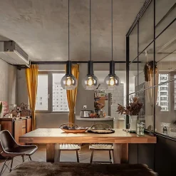 ZMH Suspension Salle à Manger 3 Flammes E27 Suspension Rétro Verre Chambre Bar