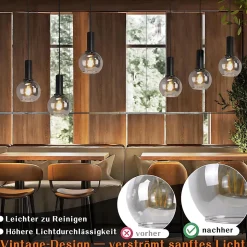 ZMH Suspension Salle à Manger 3 Flammes E27 Suspension Rétro Verre Chambre Bar