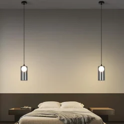 ZMH Suspension Salle à Manger Noir 1 Flamme G9 Verre Vintage Suspension Chambre à Coucher