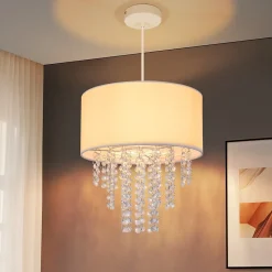 ZMH Suspension Salle à Manger E27 Moderne Cristal Tissu Suspension Lampe Salon Couloir