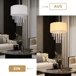 ZMH Suspension Salle à Manger E27 Moderne Cristal Tissu Suspension Lampe Salon Couloir