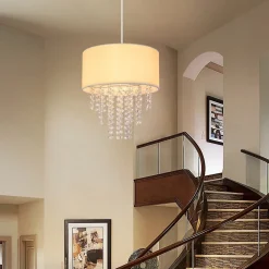 ZMH Suspension Salle à Manger E27 Moderne Cristal Tissu Suspension Lampe Salon Couloir