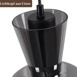 ZMH Suspension Salle à Manger 1/3 Flammes E27 Gris Fumé Suspension Chambre Hôtel