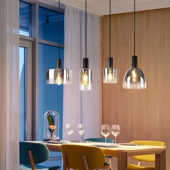 ZMH Suspension Verre gris fumée Lampe à suspension E27 pour salle à manger Table à manger
