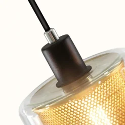 ZMH Suspension Vintage 3 Flammes Verre Métal Réglable Noir E14