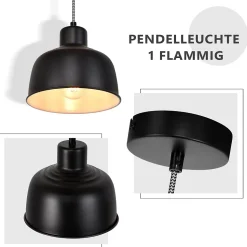 ZMH Suspension Vintage Rétro Noir E27