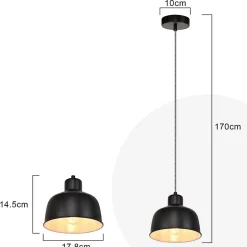 ZMH Suspension Vintage Rétro Noir E27