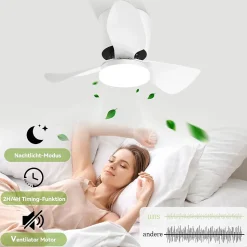 ZMH Ventilateur Plafond LED 70cm 23W Blanc Dimmable Télécommande 6 Vitesses Été/Hiver